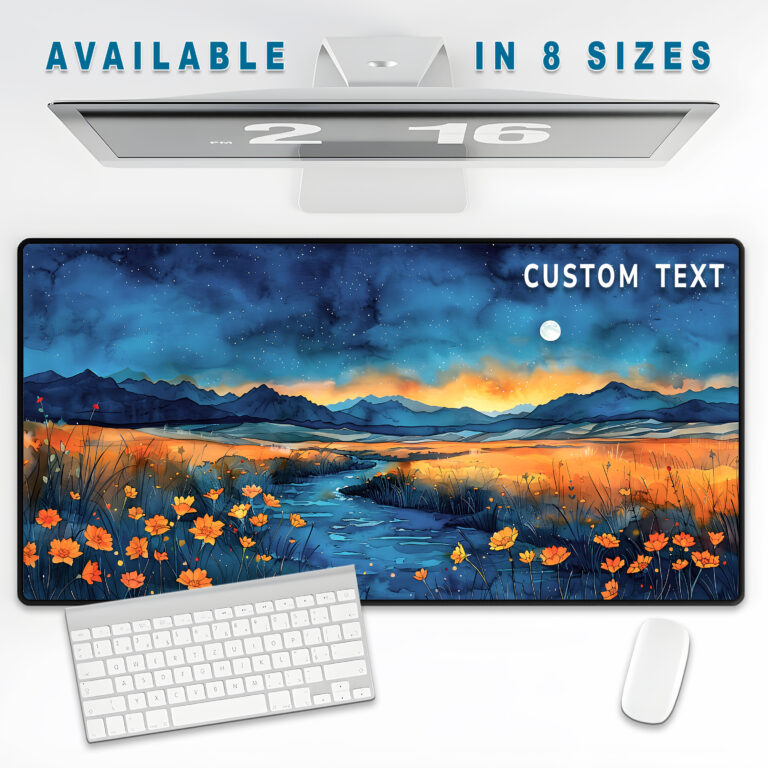 Custom Text Wildflower Nature Desk Mat