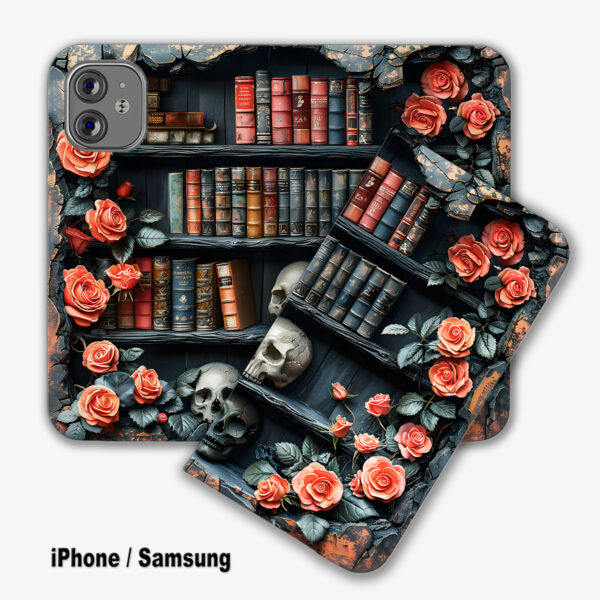 Books and Skulls Phone Wallet Case