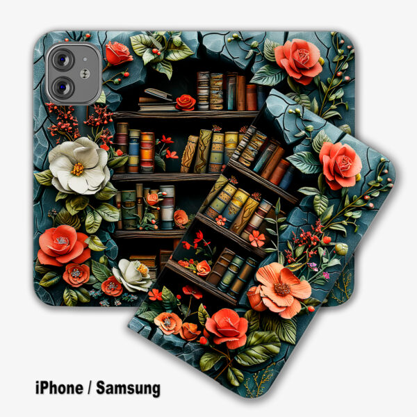 Floral Book Lovers Phone Wallet Case