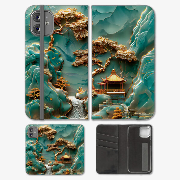 Golden Tree Asian Jade Phone Wallet Case