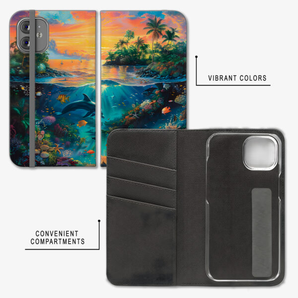 Tropical Ocean Blue Wallet Phone Case