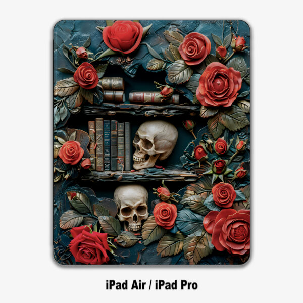 Skull and Roses Bookshelf iPad Pro Case