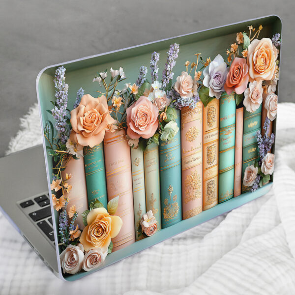 Graceful Pastel Floral Library MacBook Case