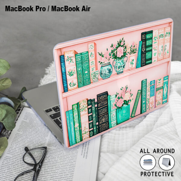 Elegant Floral Bookshelf MacBook Case