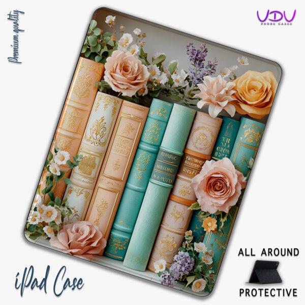 Vintage Floral Bookshelf iPad Case