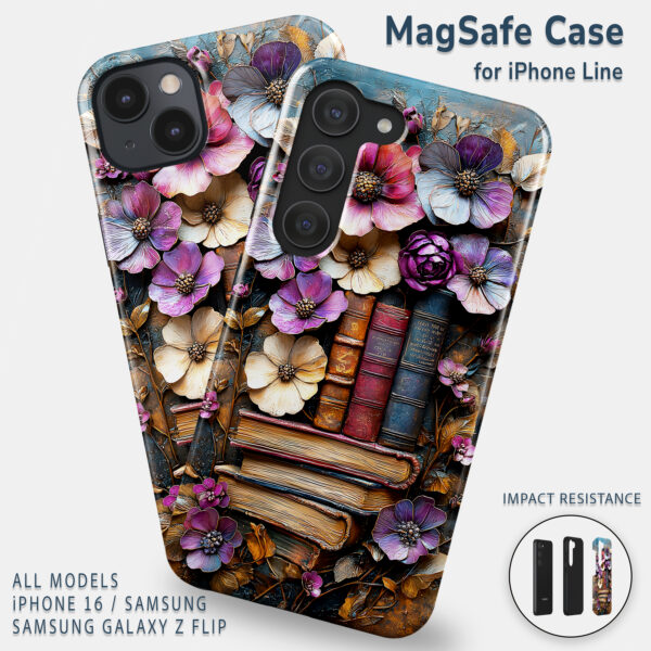 Vintage Floral Bookstack Tough Phone Case