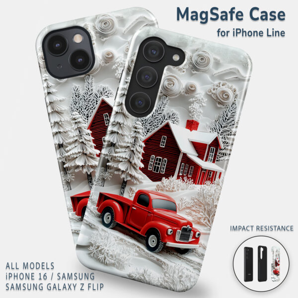 Vintage Red Truck Winter Wonderland Tough Phone Case