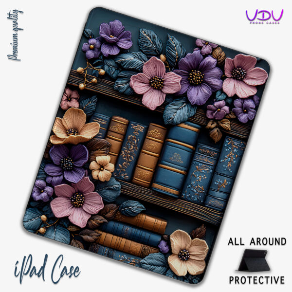 Floral Harmony Bookshelf iPad Case