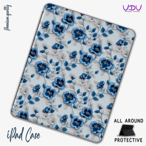 Elegant Blue Floral iPad Case