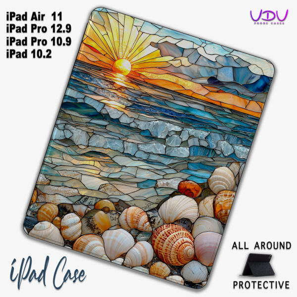 Seashell Sunrise Stained Glass iPad Case